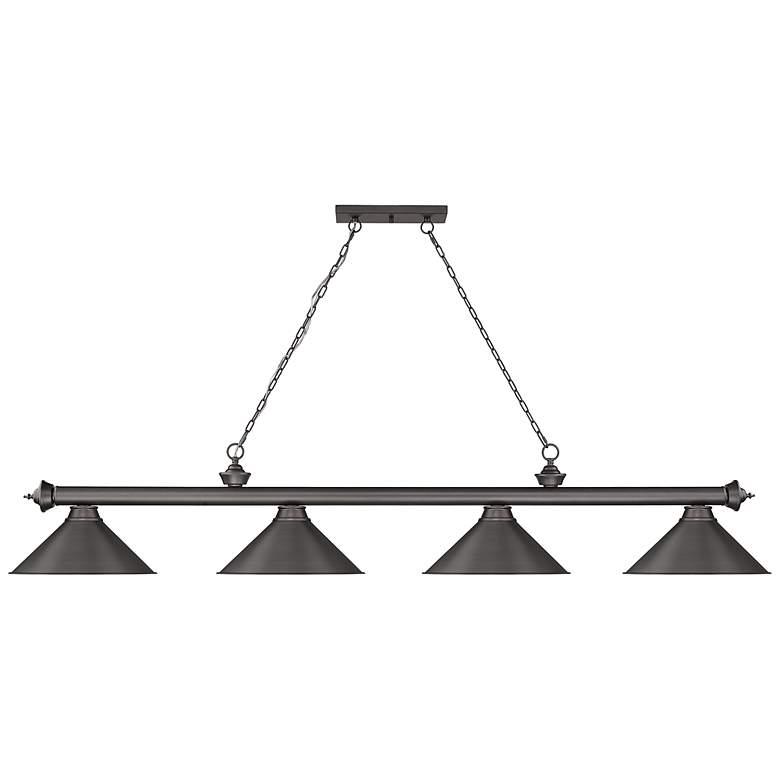Image 7 Cordon 81 1/4" Wide Bronze 4-Light Billiard Pendant more views