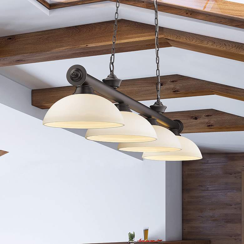 Image 1 Cordon 81 1/4" Wide Bronze 4-Light Billiard Pendant