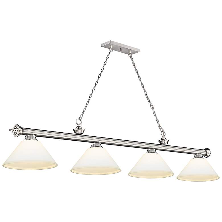 Image 1 Cordon 81 1/4" Wide Brushed Nickel 4-Light Billiard Pendant
