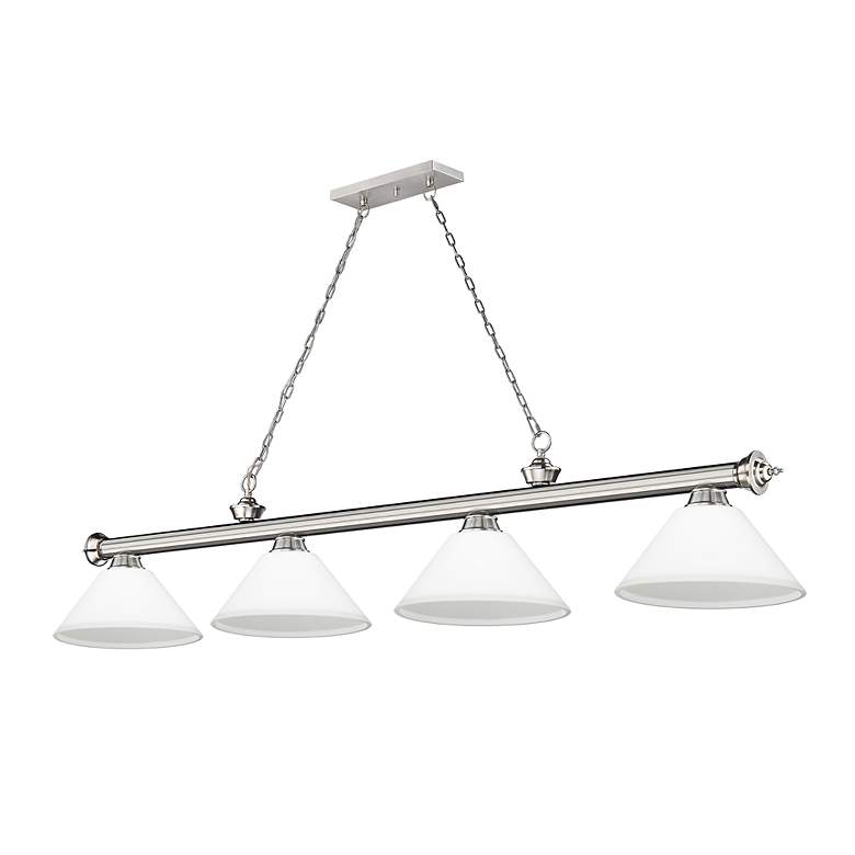 Image 7 Cordon 81 1/4" Wide Brushed Nickel 4-Light Billiard Pendant more views