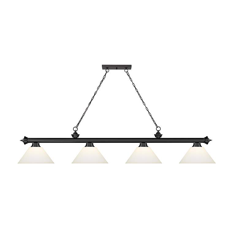 Image 6 Cordon 81 1/4" Wide Matte Black 4-Light Billiard Pendant more views