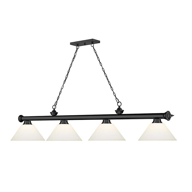 Image 7 Cordon 81 1/4" Wide Matte Black 4-Light Billiard Pendant more views