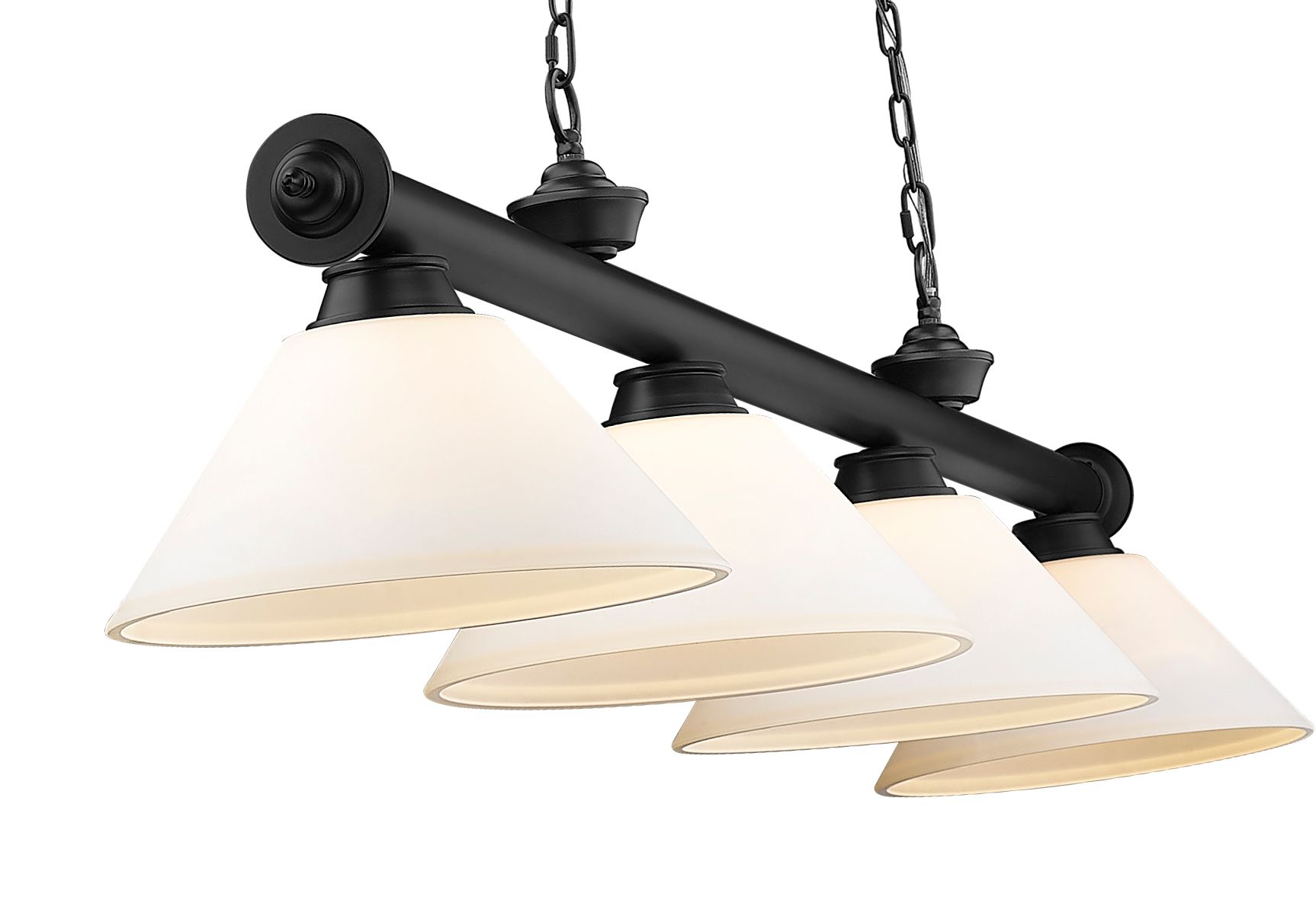 Cordon 81 1/4" Wide Matte Black 4-Light Billiard Pendant in scene