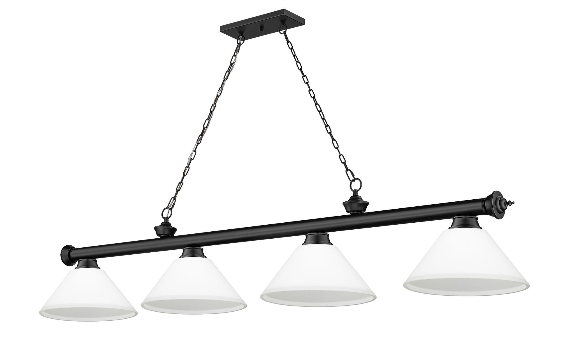 Cordon 81 1/4" Wide Matte Black 4-Light Billiard Pendant in scene