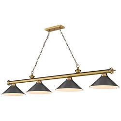 Cordon 81 1/4" Wide Rubbed Brass 4-Light Billiard Pendant