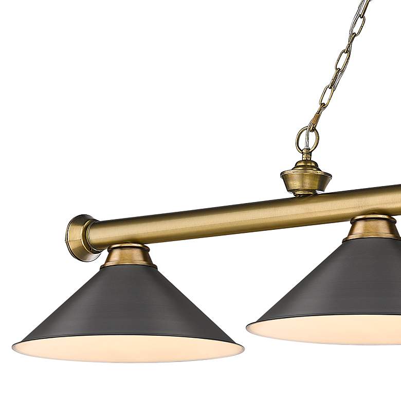 Image 4 Cordon 81 1/4" Wide Rubbed Brass 4-Light Billiard Pendant more views