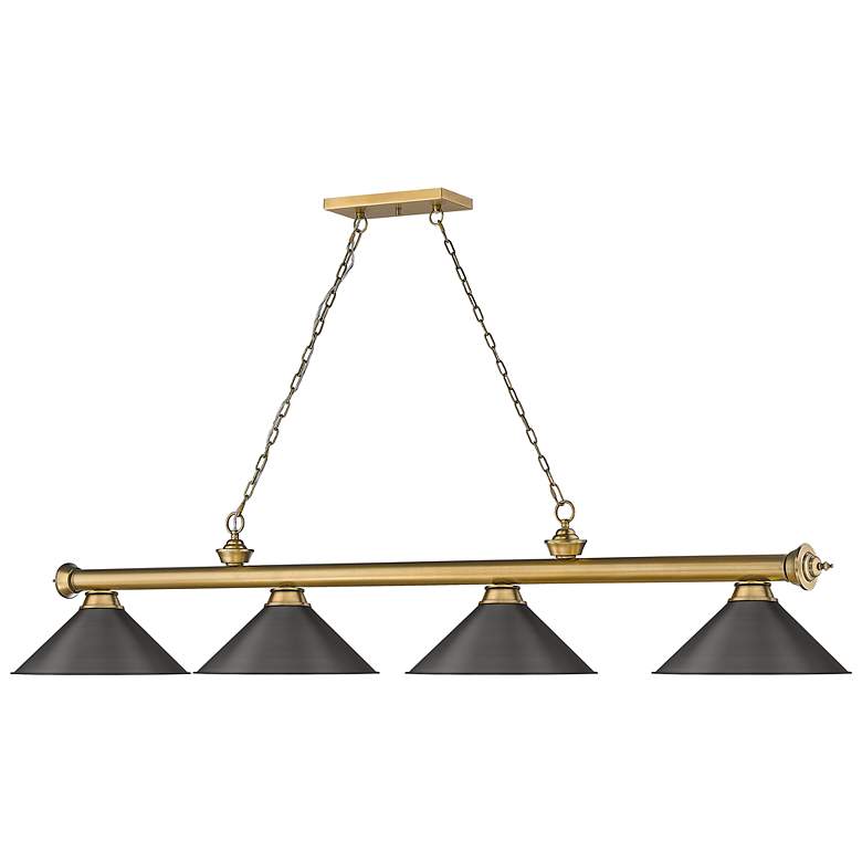 Image 6 Cordon 81 1/4" Wide Rubbed Brass 4-Light Billiard Pendant more views
