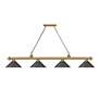 6_Cordon 81 1/4" Wide Rubbed Brass 4-Light Billiard Pendant more views