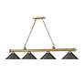 7_Cordon 81 1/4" Wide Rubbed Brass 4-Light Billiard Pendant more views