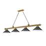 Cordon 81 1/4" Wide Rubbed Brass 4-Light Billiard Pendant in scene