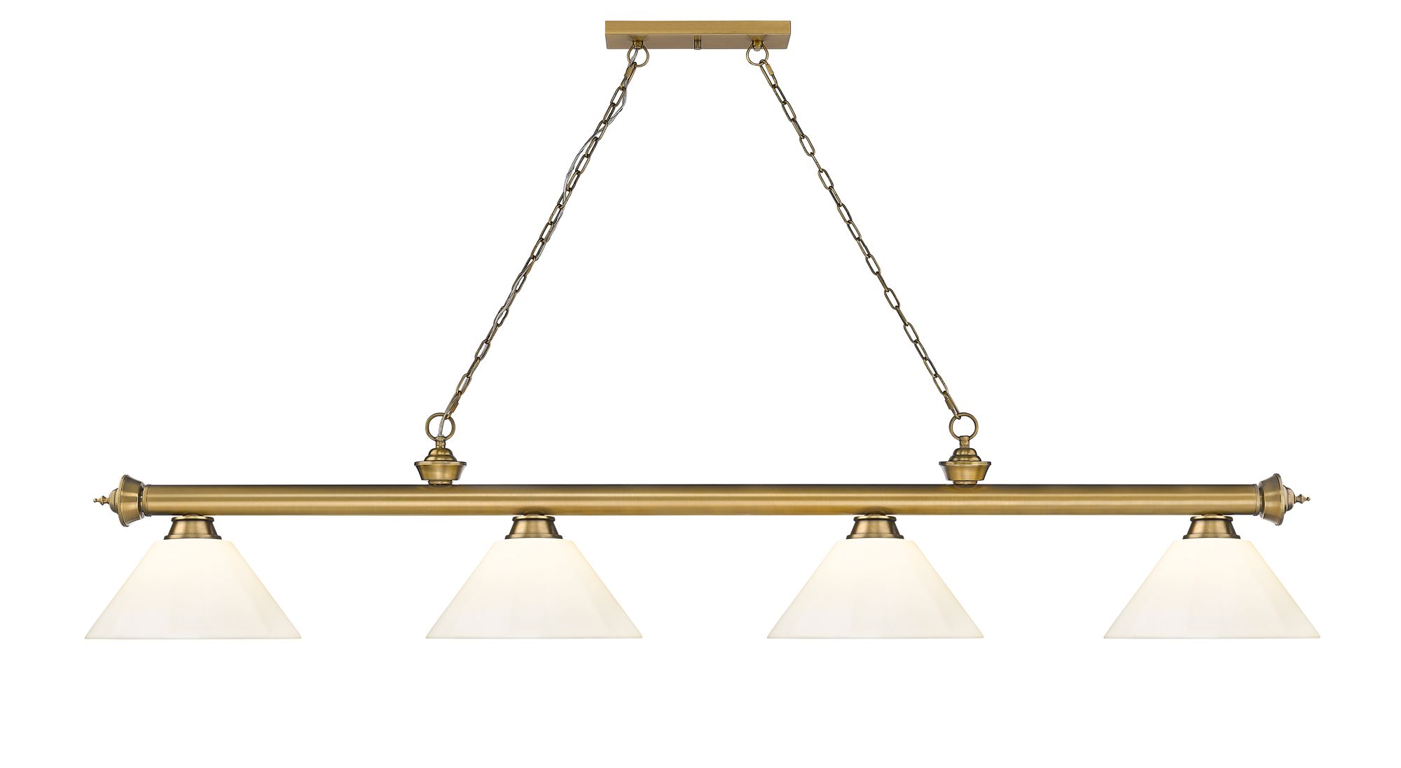 Image 5 Cordon 81 1/4"W Brass 4-Light Billiard Pendant w/ White Shades more views