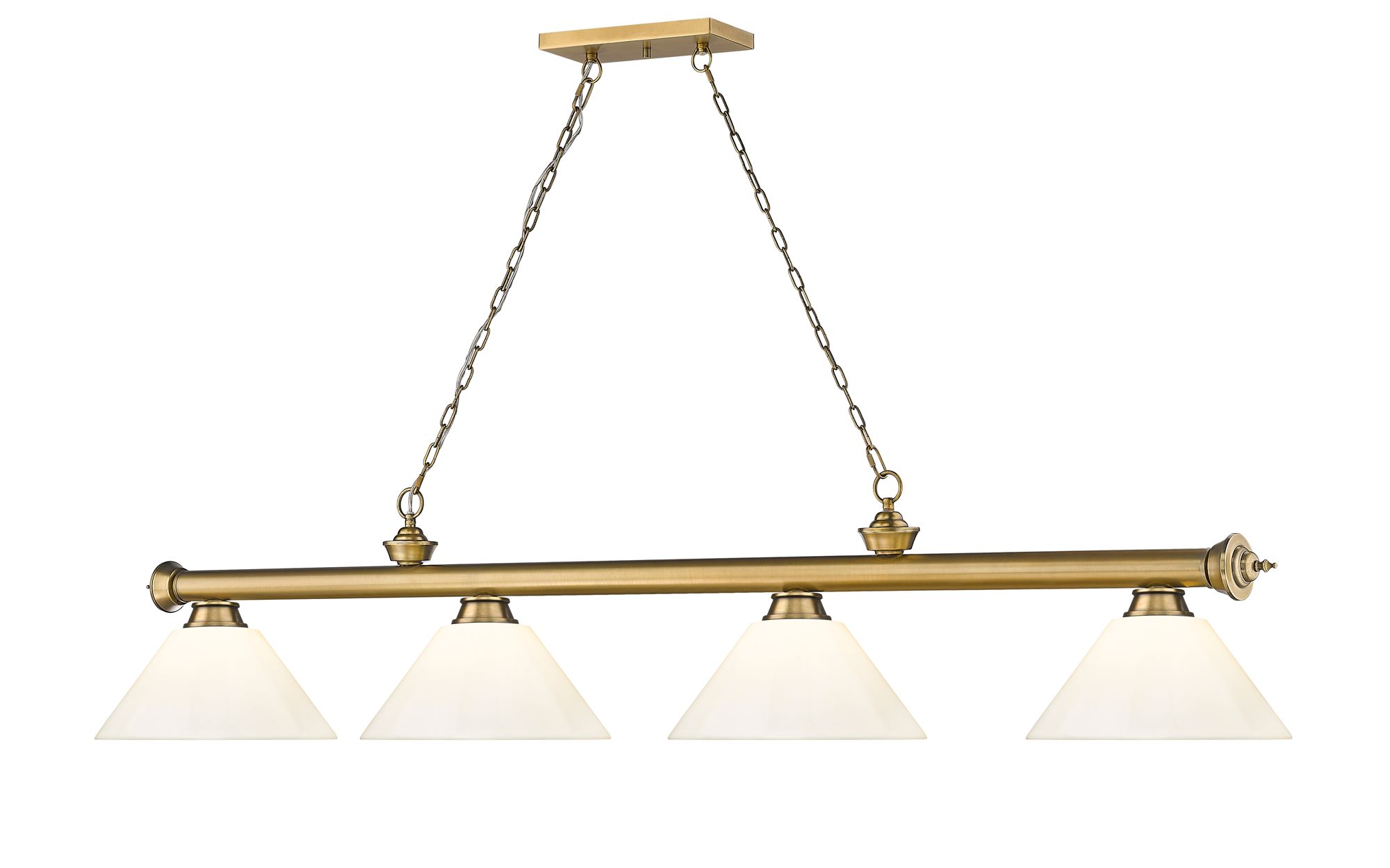 Image 6 Cordon 81 1/4"W Brass 4-Light Billiard Pendant w/ White Shades more views