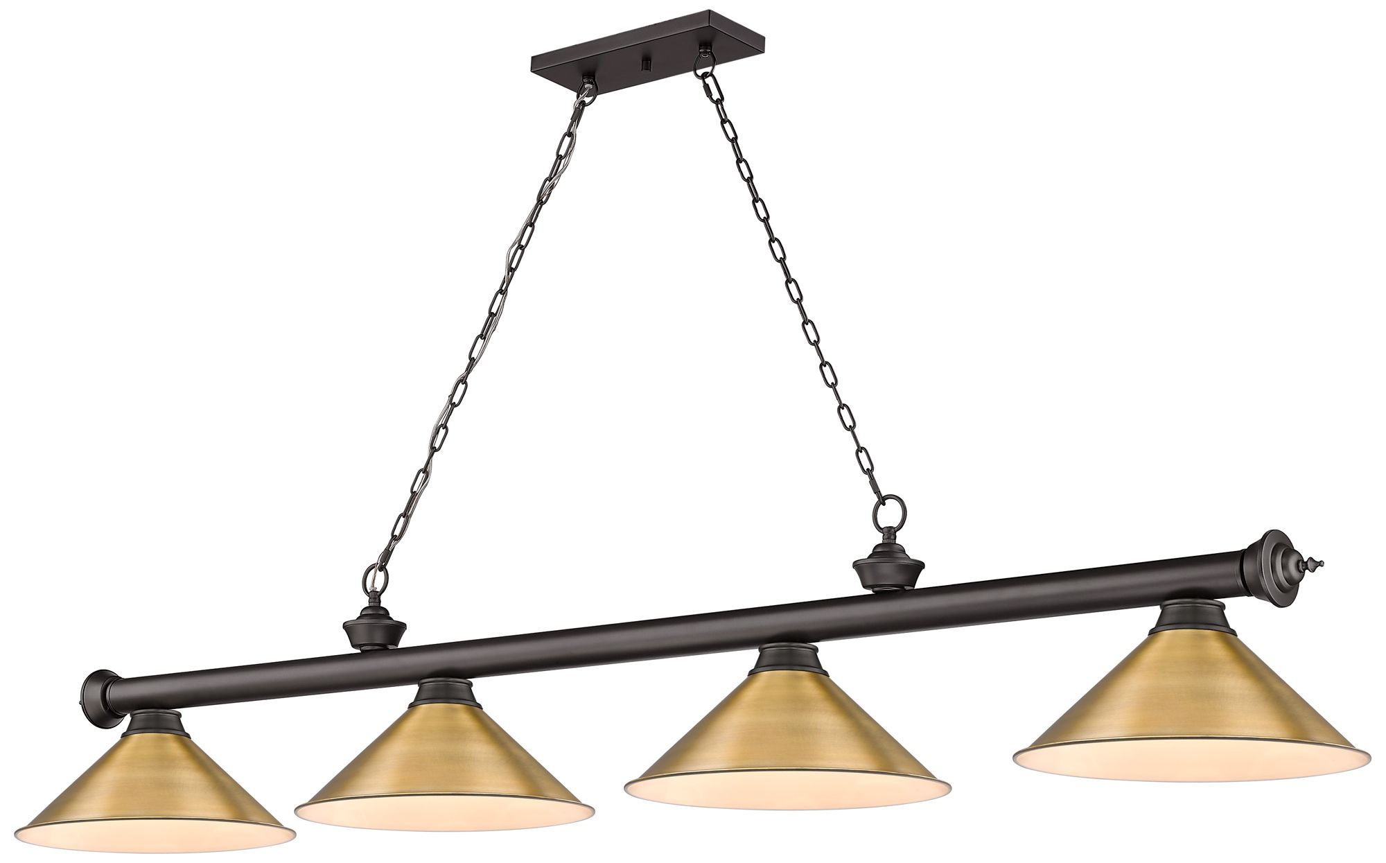 Image 2 Cordon 81 1/4"W Bronze and Brass 4-Light Billiard Pendant