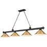 2_Cordon 81 1/4"W Bronze and Brass 4-Light Billiard Pendant