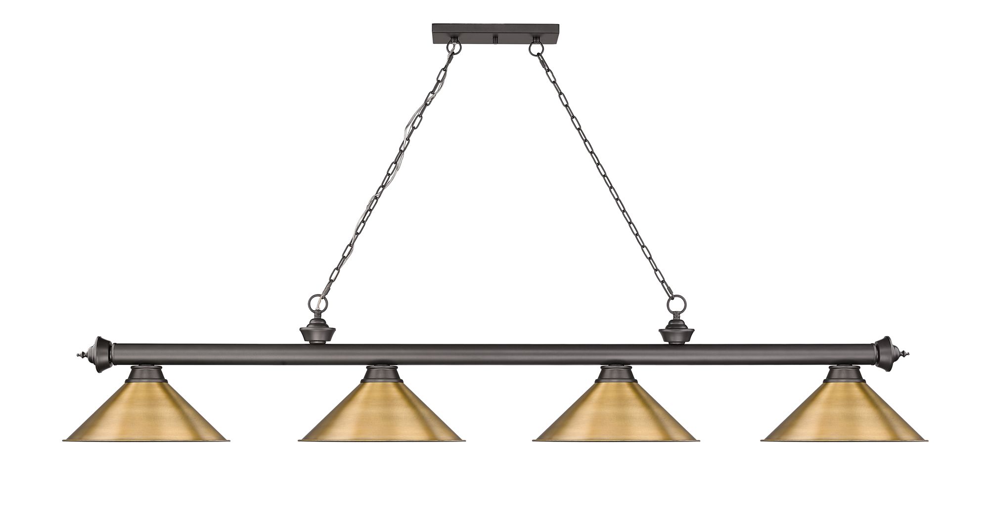 Image 5 Cordon 81 1/4"W Bronze and Brass 4-Light Billiard Pendant more views