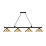 5_Cordon 81 1/4"W Bronze and Brass 4-Light Billiard Pendant more views
