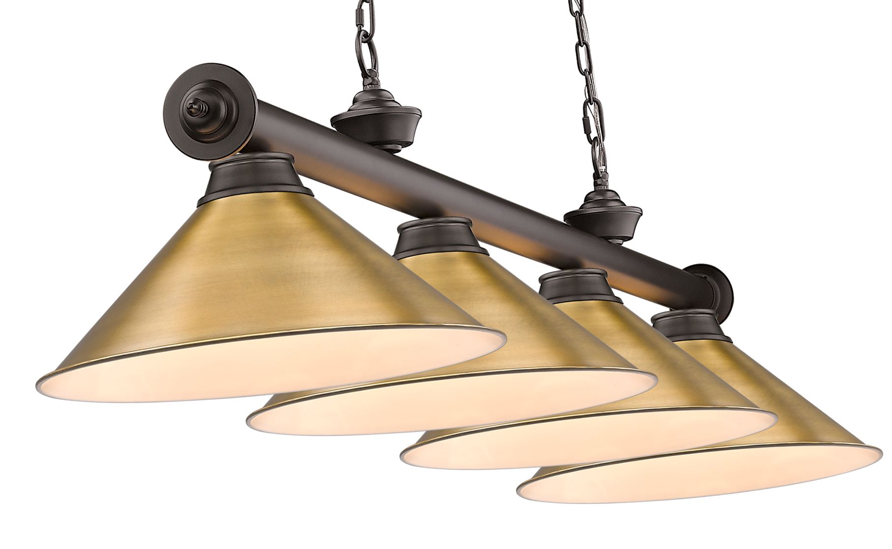 Image 7 Cordon 81 1/4"W Bronze and Brass 4-Light Billiard Pendant more views