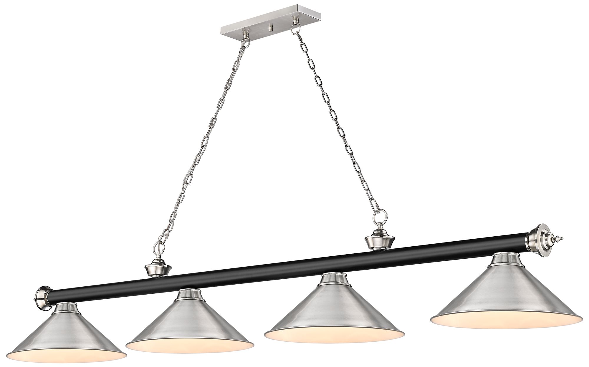 Cordon 81 1/4"W Nickel and Black 4-Light Billiard Pendant