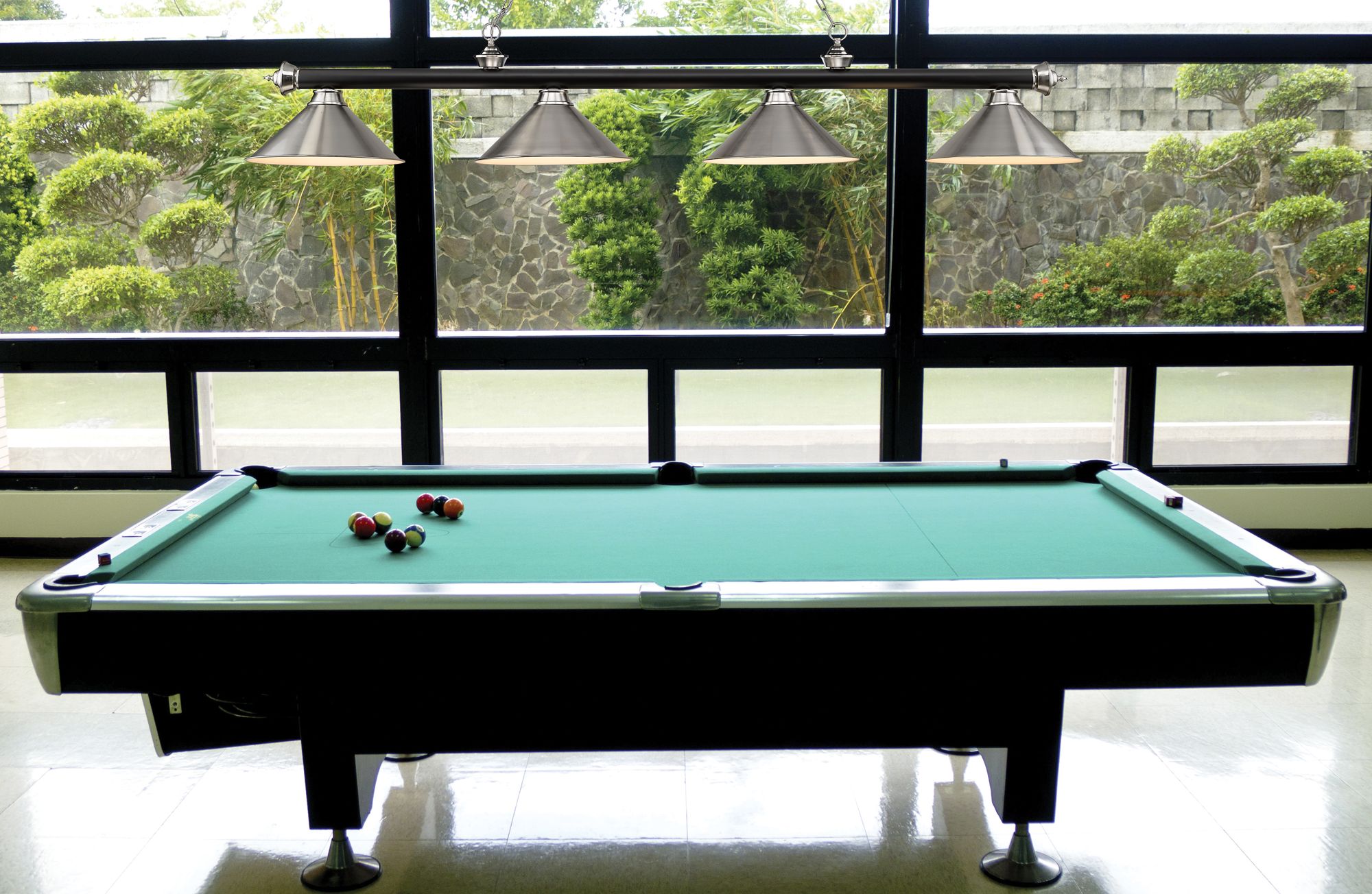 Image 4 Cordon 81 1/4"W Nickel and Black 4-Light Billiard Pendant more views