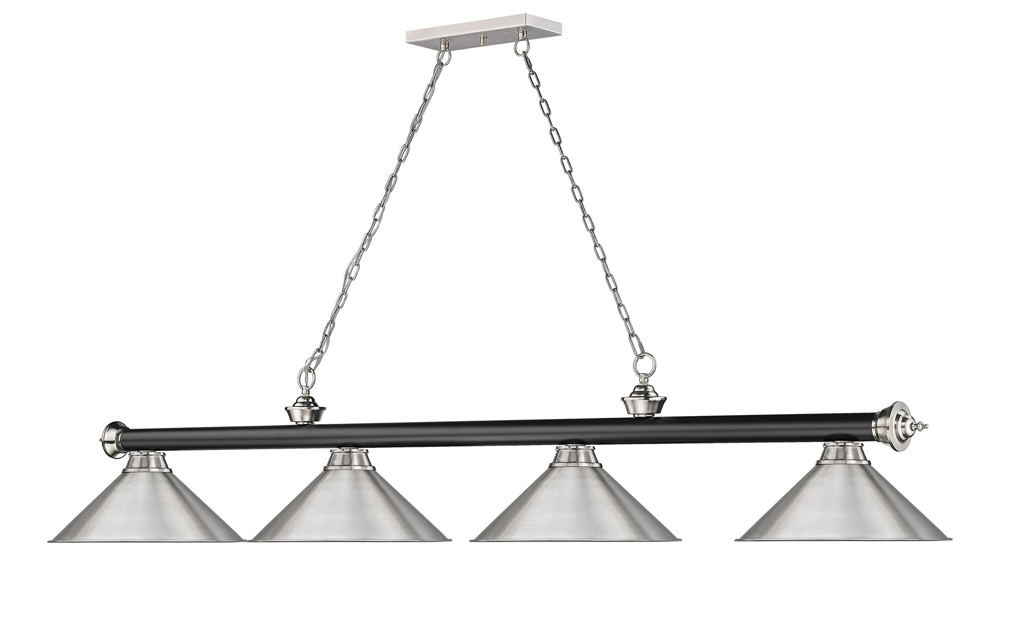 Image 6 Cordon 81 1/4"W Nickel and Black 4-Light Billiard Pendant more views