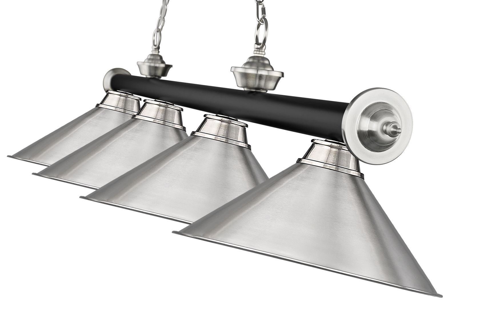 Image 7 Cordon 81 1/4"W Nickel and Black 4-Light Billiard Pendant more views