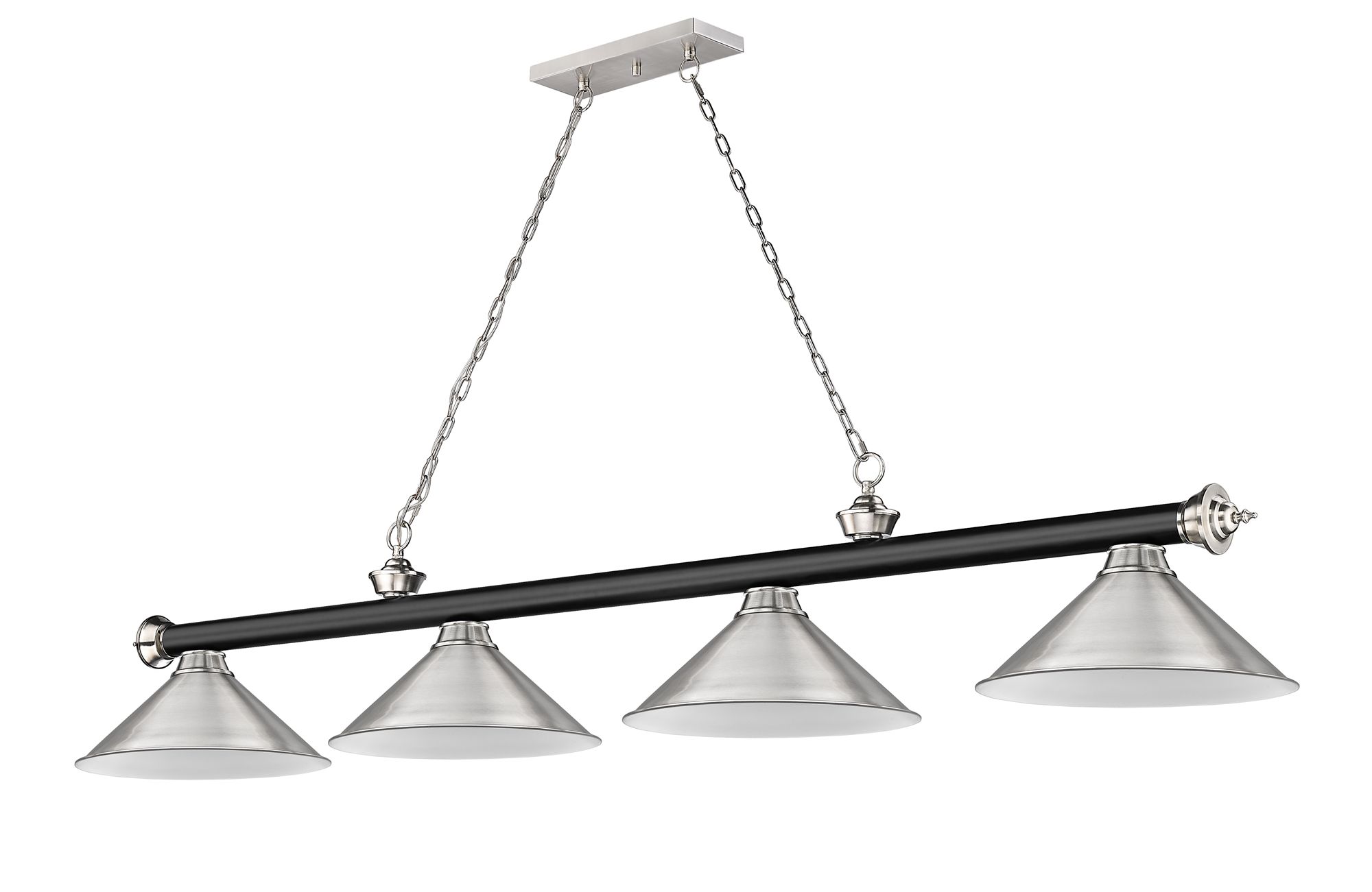Cordon 81 1/4"W Nickel and Black 4-Light Billiard Pendant