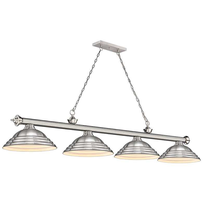 Image 2 Cordon 81 3/4" Wide Brushed Nickel 4-Light Billiard Pendant