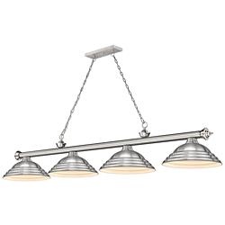 Cordon 81 3/4" Wide Brushed Nickel 4-Light Billiard Pendant