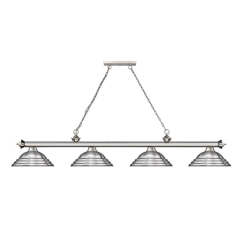 Image 5 Cordon 81 3/4" Wide Brushed Nickel 4-Light Billiard Pendant more views