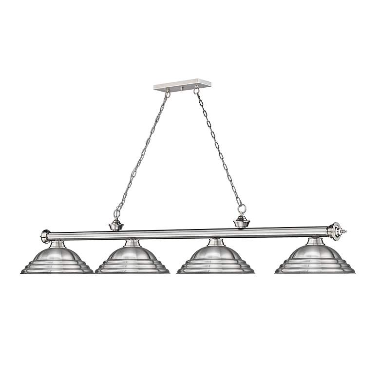 Image 6 Cordon 81 3/4" Wide Brushed Nickel 4-Light Billiard Pendant more views