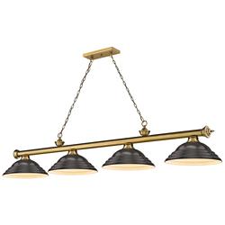 Cordon 81 3/4" Wide Rubbed Brass 4-Light Billiard Pendant