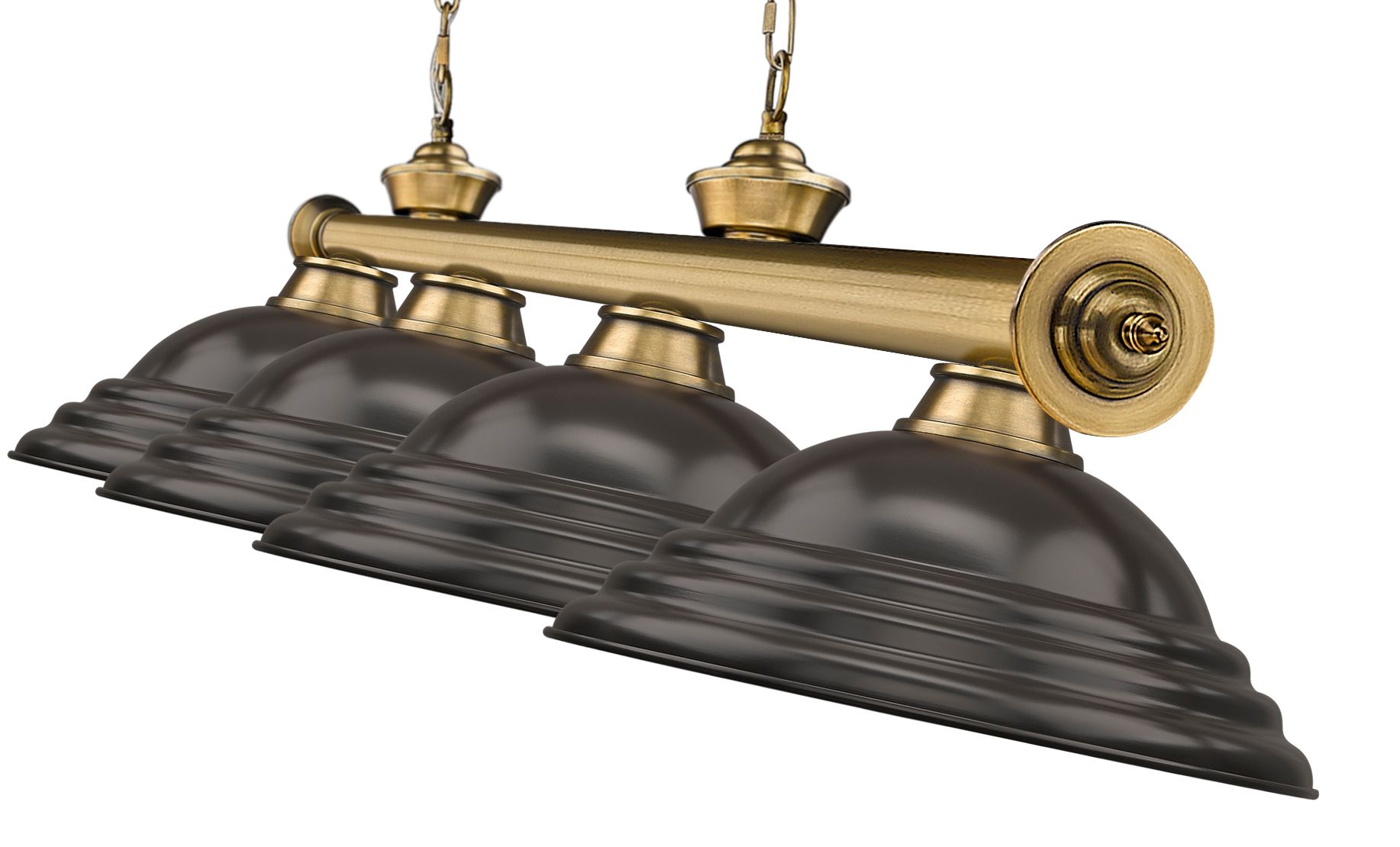 Cordon 81 3/4" Wide Rubbed Brass 4-Light Billiard Pendant in scene