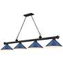 3_Cordon 81 3/4"W Black and Blue 4-Light Billiard Chandelier