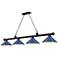 Cordon 81 3/4"W Black and Blue 4-Light Billiard Chandelier