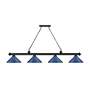 6_Cordon 81 3/4"W Black and Blue 4-Light Billiard Chandelier more views