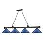 7_Cordon 81 3/4"W Black and Blue 4-Light Billiard Chandelier more views