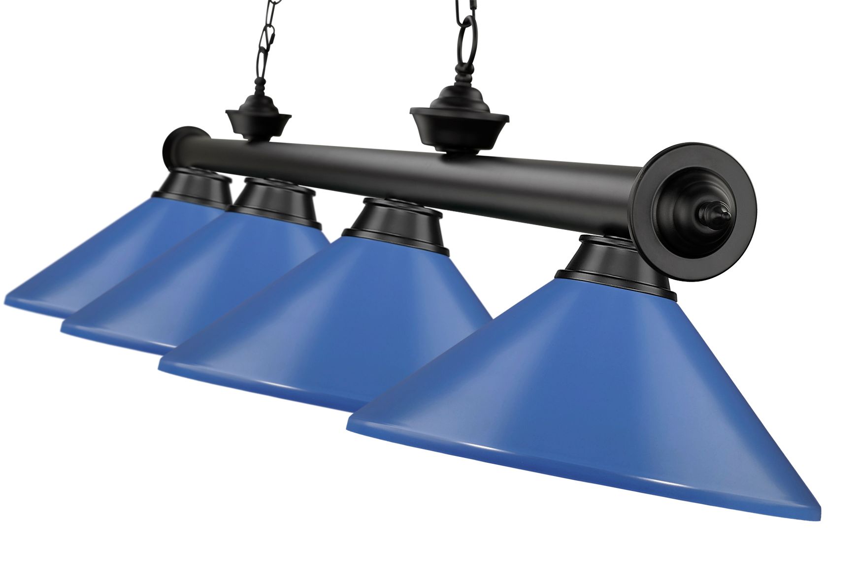 Cordon 81 3/4"W Black and Blue 4-Light Billiard Chandelier in scene