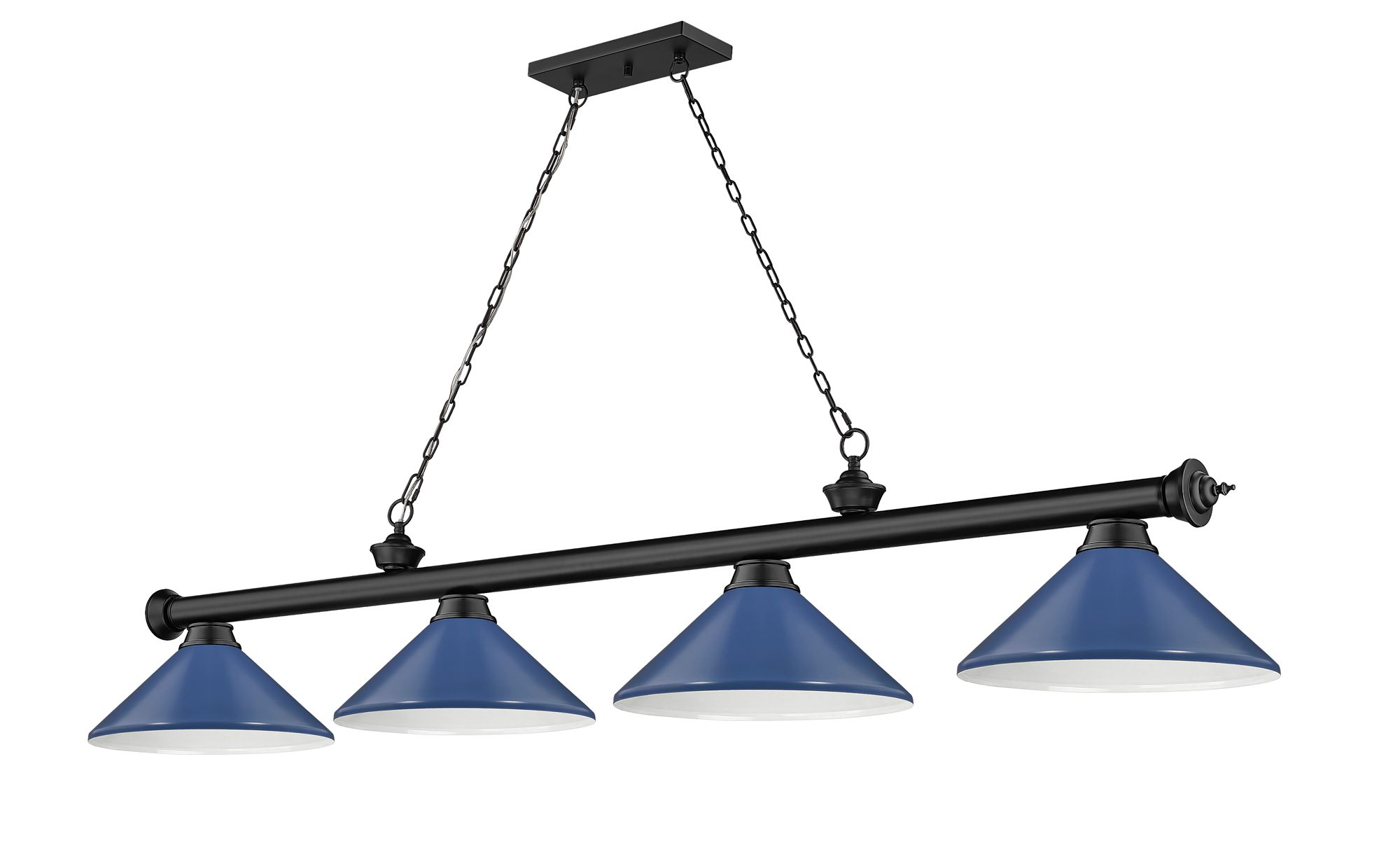 Cordon 81 3/4"W Black and Blue 4-Light Billiard Chandelier in scene