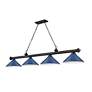 Cordon 81 3/4"W Black and Blue 4-Light Billiard Chandelier in scene