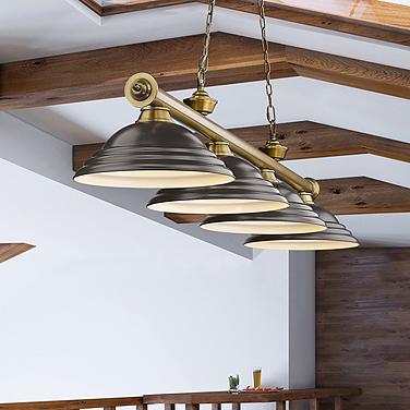 Cordon 81 3/4" Wide Rubbed Brass 4-Light Billiard Pendant