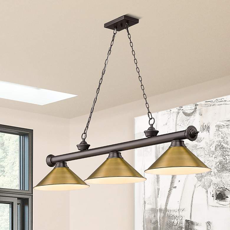 Image 1 Cordon by Z-Lite Bronze 3 Light Billiard Light