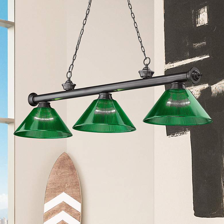 Image 1 Cordon by Z-Lite Bronze Plate 3 Light Billiard Light