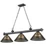 2_Cordon by Z-Lite Bronze Plate 3 Light Billiard Light