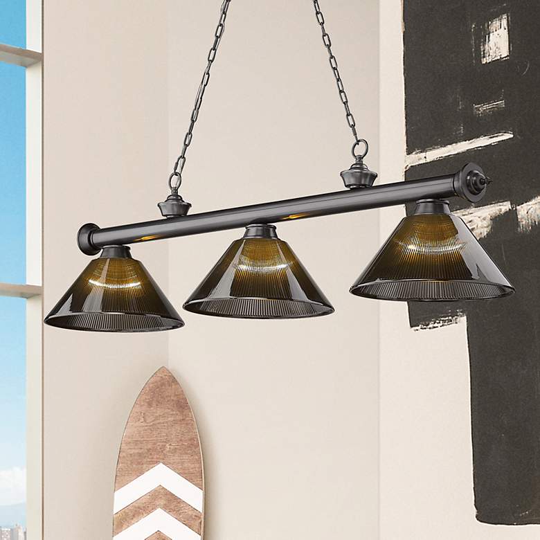 Image 1 Cordon by Z-Lite Bronze Plate 3 Light Billiard Light