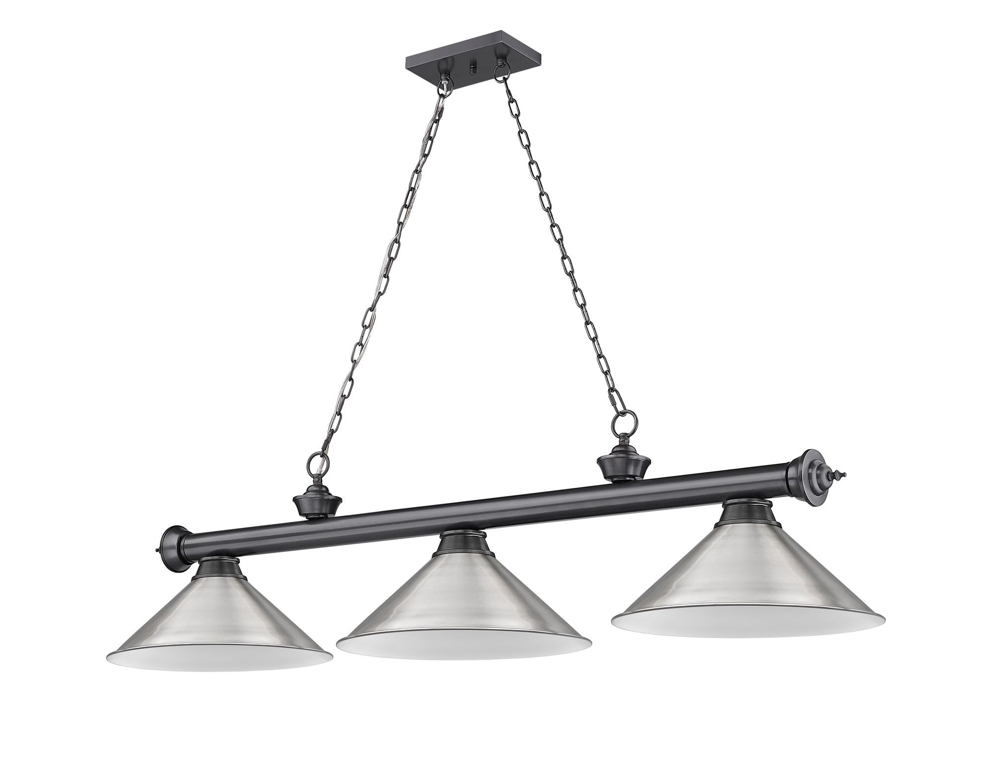 Cordon by Z-Lite Bronze Plate 3 Light Billiard Light
