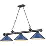 2_Cordon by Z-Lite Bronze Plate 3 Light Billiard Light