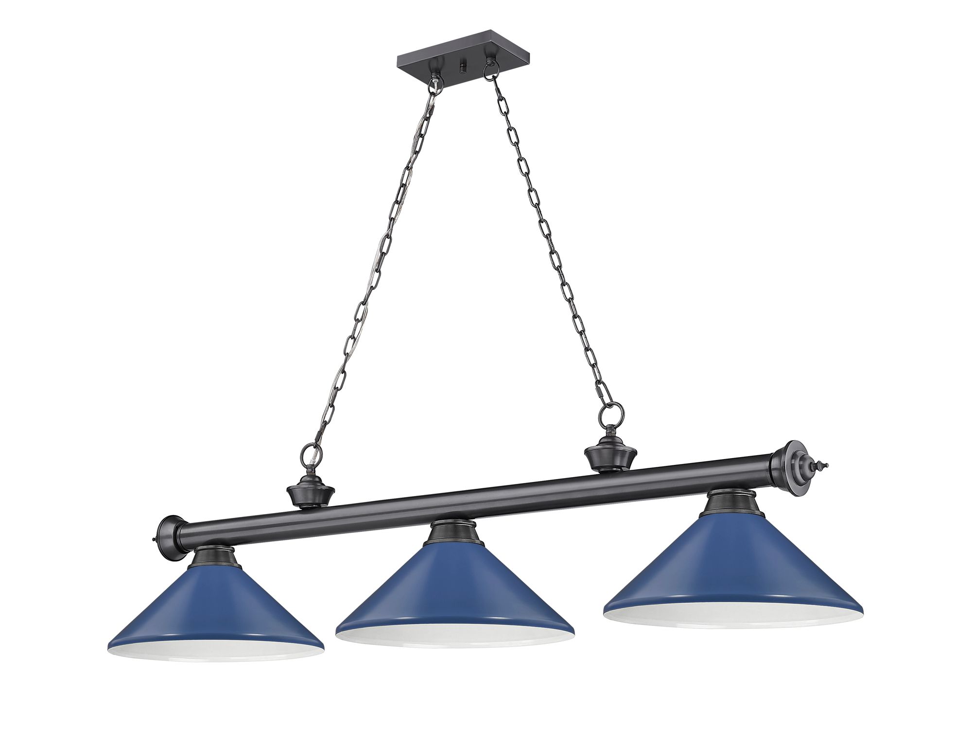 Cordon by Z-Lite Bronze Plate 3 Light Billiard Light