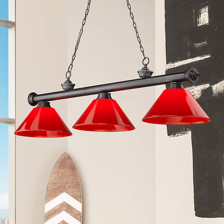 Image 1 Cordon by Z-Lite Bronze Plate 3 Light Billiard Light