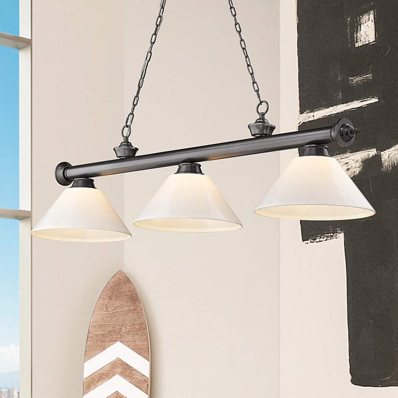 Image 1 Cordon by Z-Lite Bronze Plate 3 Light Billiard Light