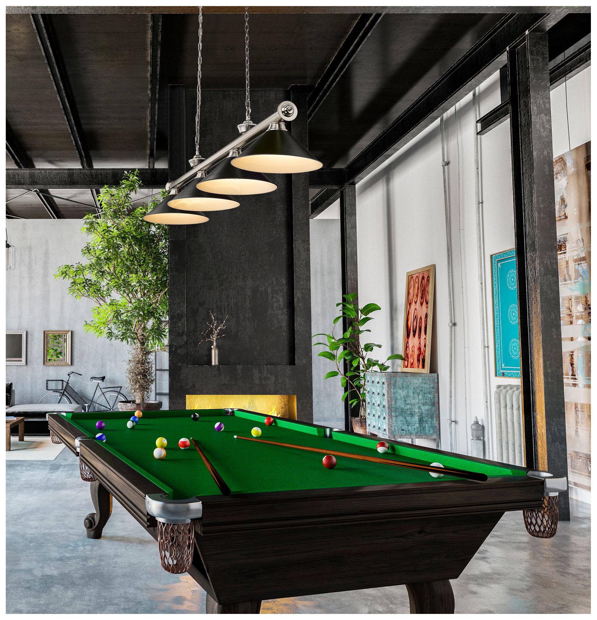Image 3 Cordon by Z-Lite Brushed Nickel 4 Light Billiard Light more views
